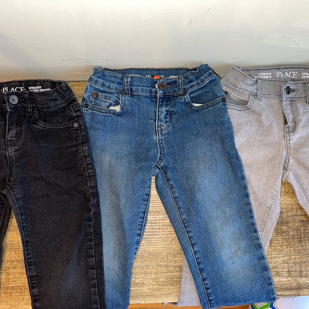 Children’s Place Boys' Stretch Jeans Bundle - Blue, Black, and Gray